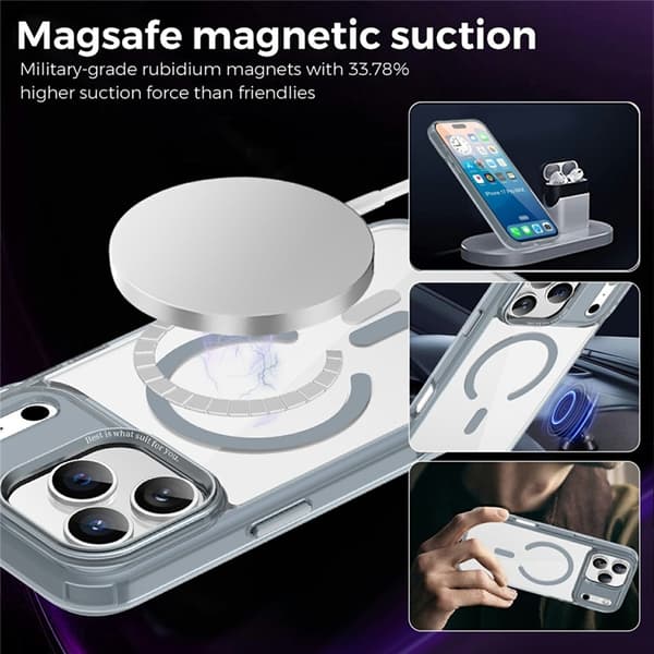 Mobilskal till iPhone 17 Pro MagSafe Transparent TPU+PC - Titangrå Grå