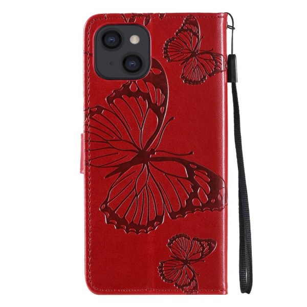 Butterflies Wallet Case iPhone 13 Mini - Rød Red