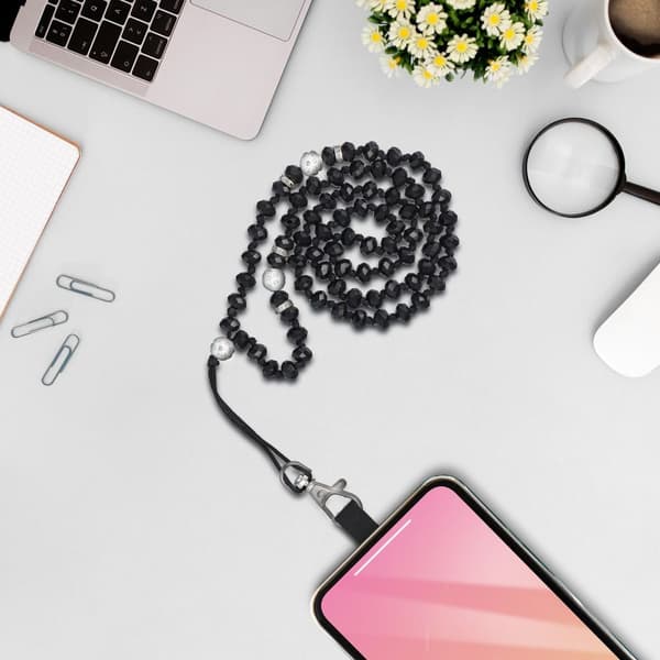 Crystal Diamond telefonhänge 74m - svart Black