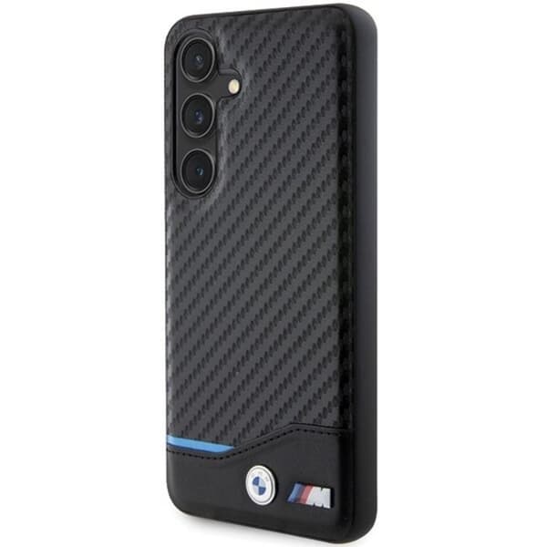 BMW Galaxy S24 Mobilskal Læder Carbon - Sort Black