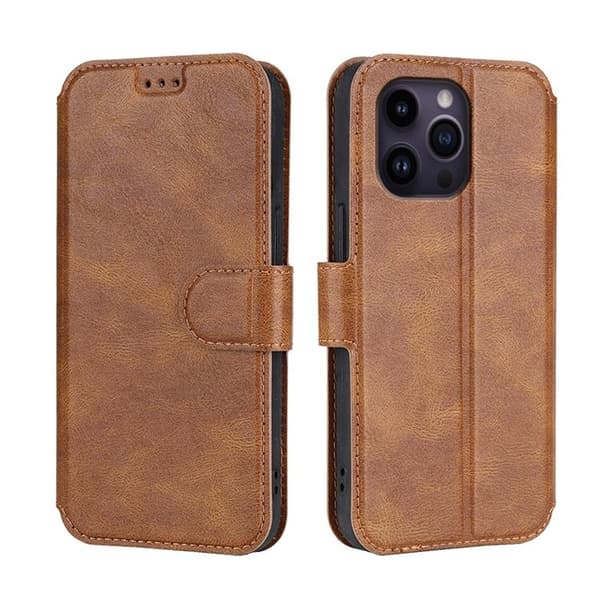 BOOM iPhone 14 Pro Plånboksfodral Calfskin - Brun Brun