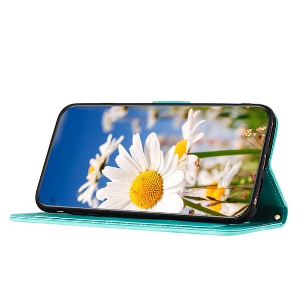 Mobilskal till Samsung Galaxy S26 Plus PU Läder Blommönster - Grön