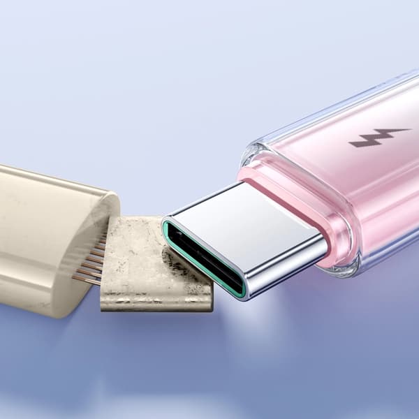 Joyroom S-A42 USB-A - USB-C 3A 1.2m Kabel Crystal-Clear Series - Vit Vit