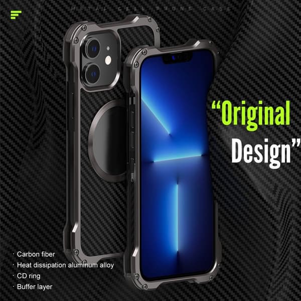 R-JUST RJ-51 Mobilskal i Kolfiber och Aluminium för iPhone 12 Pro Grå