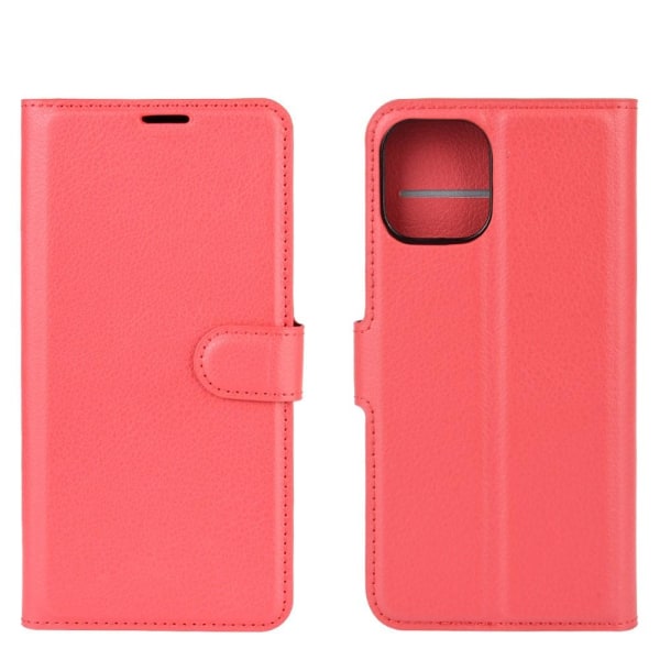 Litchi Læder Pung Taske iPhone 12 Mini - Rød Red