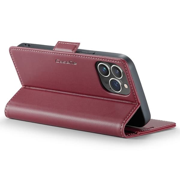 CASEME Plånboksfodral Konstläder för iPhone 15 Pro Max - Röd
