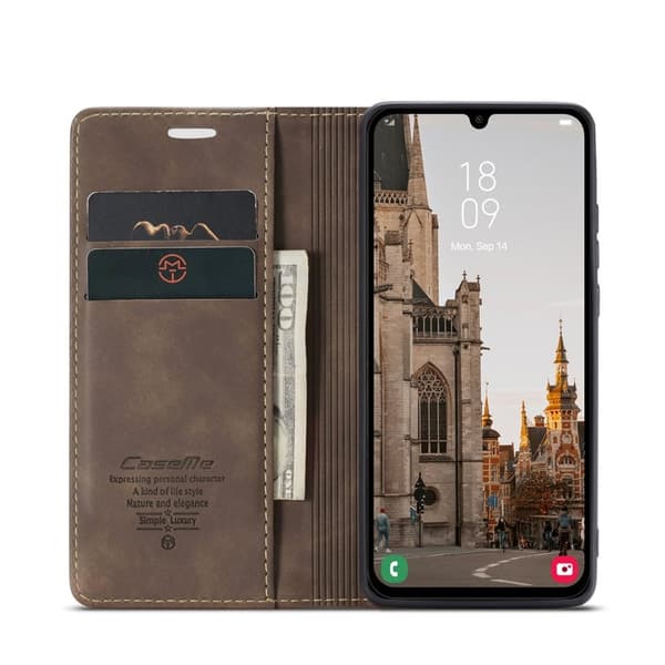 CASEME 013 Series Konstläder Plånboksfodral till Samsung Galaxy A16 5G - Kaffe