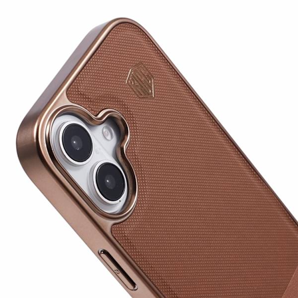 KIGC Mobilskal till iPhone 16 Electroplating PC + TPU + PU - Guld Guld