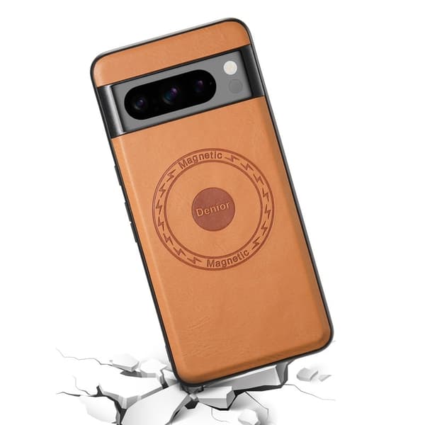 DENIOR Google Pixel 8 Pro Fodral Magnetiskt KonstLäder + PC + TPU - Khaki