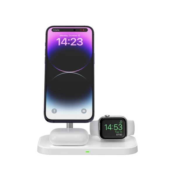 3-in-1 Trådlös Laddare Magsafe iPhone, Apple Watch, AirPods - Vit