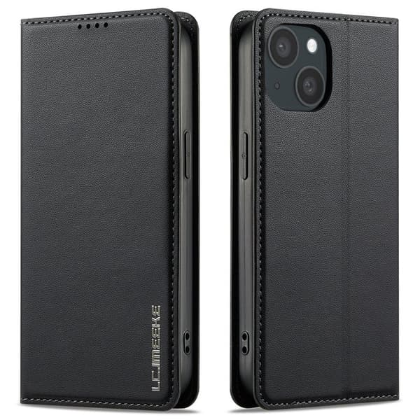 LC.IMEEKE L1 Series iPhone 14 Plus Plånboksfodral Konstläder - Svart