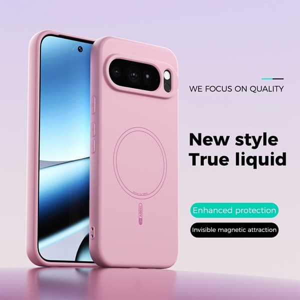 ABEEL Mobilskal till Google Pixel 10 Pro XL MagSafe Liquid Silicone Rosa