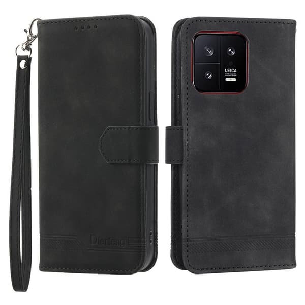 DIERFENG DF-03 Plånboksfodral för Xiaomi 13 5G - Konstläder - Svart