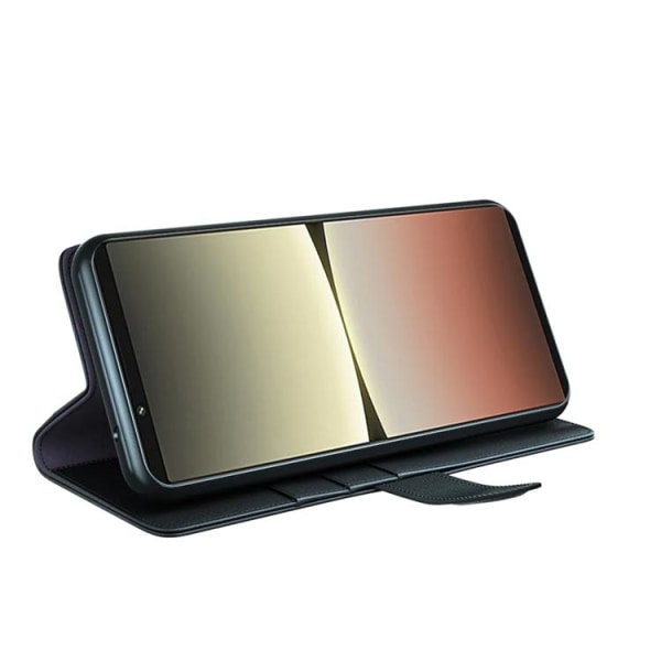 Sony Xperia 5 IV -lompakkokotelo aitoa nahkaa - musta