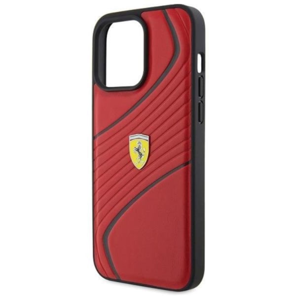Ferrari iPhone 15 Pro Mobile Cover Twist Metal Logo - punainen