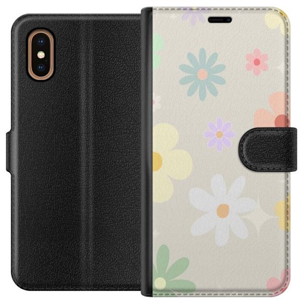 Plånboksfodral till Apple iPhone XS Max med fejdande blommor