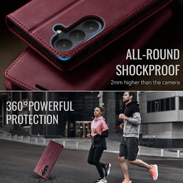 CaseMe Plånboksfodral för Samsung Galaxy S26 Plus Konstläder RFID - Röd