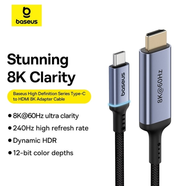 Baseus BS-OH064 8K 60Hz USB-C - HDMI Kabel 1.5m - Svart