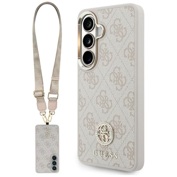 Guess Mobilskal För Galaxy S26 MagSafe 4G Big Rhinestone Triangle Strap Rosa