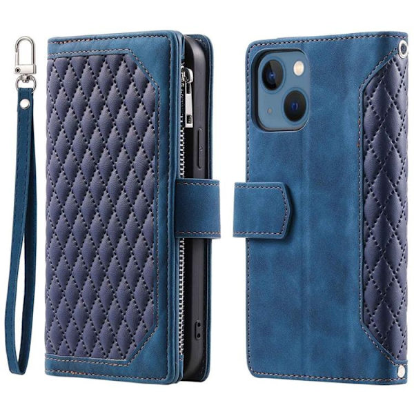iPhone 14 Plus Plånboksfodral Rhombus - Blå Blå