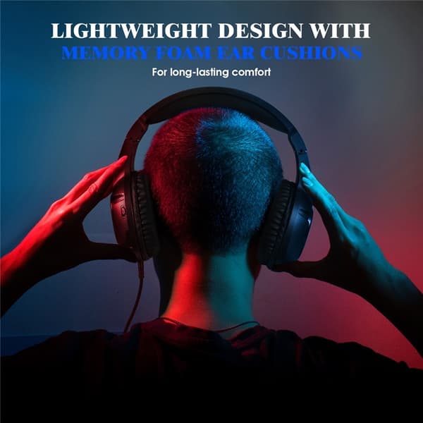 KOTION EACH Over-Ear Gaming Hörlurar med Adapterkabel LED-ljus S20 Svart