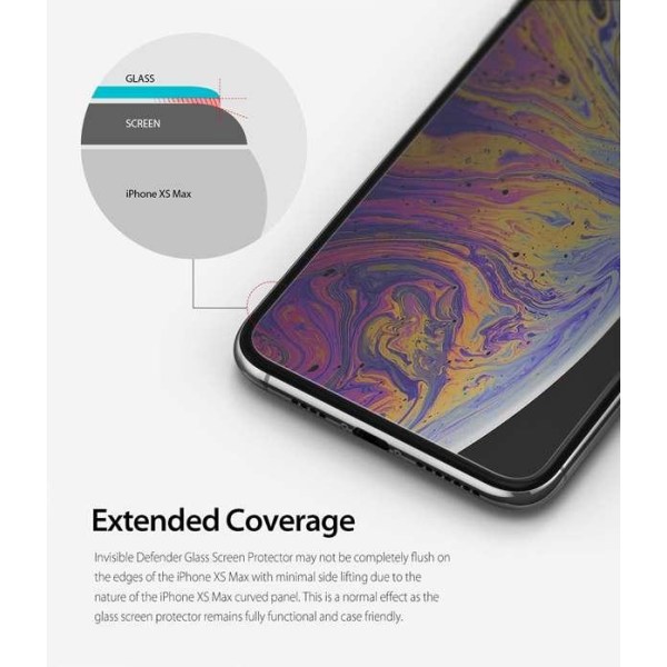 3 X Ringke Härdat Glas Skärmskydd till iPhone XS Max