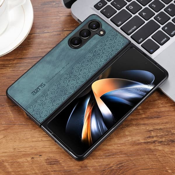 AZNS Samsung Galaxy Z Fold5 Plånboksfodral Konstläder - Grön