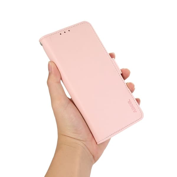 ABEEL iPhone 15 Plånboksfodral RFID Blocker Konstläder Ställ Rosa