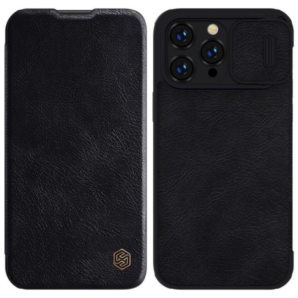 Nillkin iPhone 14 Pro Max Plånboksfodral Qin Pro Läder - Svart