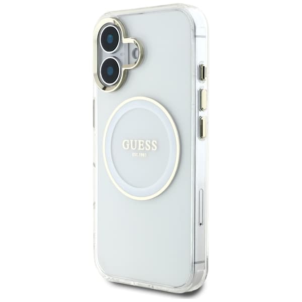 Guess Mobilskal till iPhone 16 MagSafe IML Metal Colored Circle - Vit