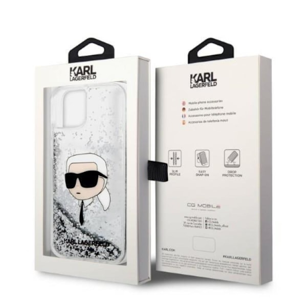 Karl Lagerfeld iPhone 14 Plus Skal Glitter Karl Head - Silver