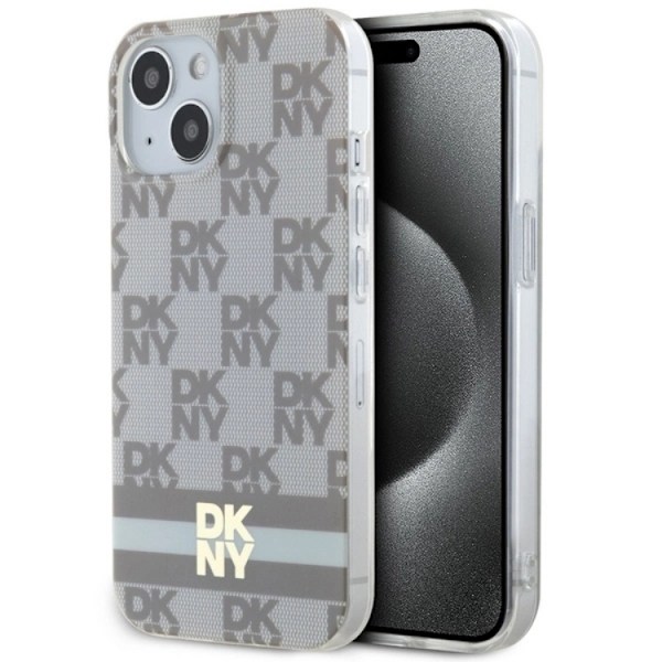 DKNY iPhone 15/14/13 Mobilskal Magsafe IML Checkered Mono Pattern Beige