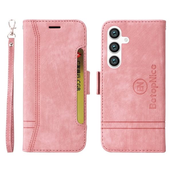 BETOPNICE 001 för Samsung Galaxy S24 Plånboksfodral Konstläder - Rosa