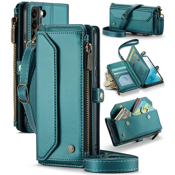 CASEME Plånboksfodral Konstläder för Samsung Galaxy S22+ 5G - Grön