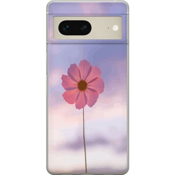 Taske til Google Pixel 7 med lyserød blomst