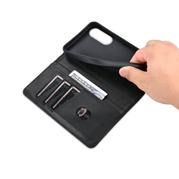 AZNS Samsung Galaxy S25 Edge Plånboksfodral Konstläder - Svart