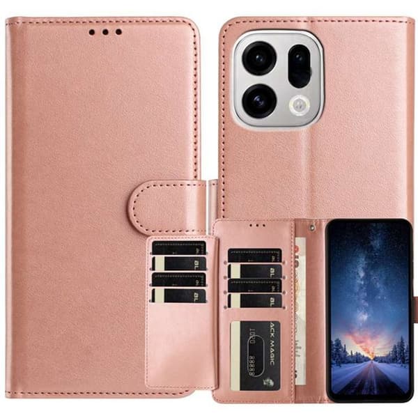 Oppo Find X9 Pro 5G Ställ Plånboksfodral Konstläder - Roséguld