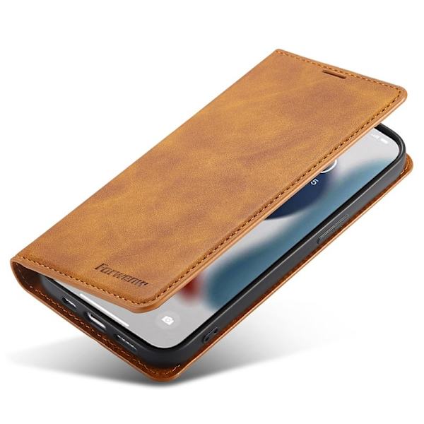 FORWENW iPhone 15 Pro Max Plånboksfodral Konstläder - Brun