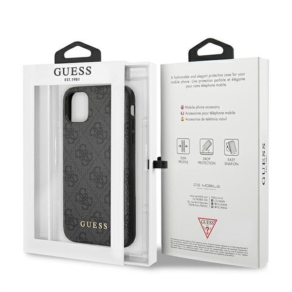 Guess Mobilskal till iPhone 11 4G Metal Gold Logo - Grå