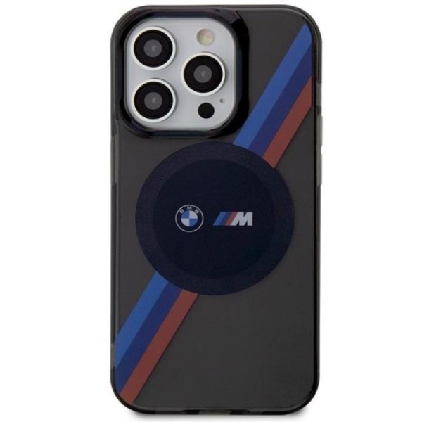 BMW iPhone 14 Pro mobiltaske Magsafe Tricolor Stripes - Grå