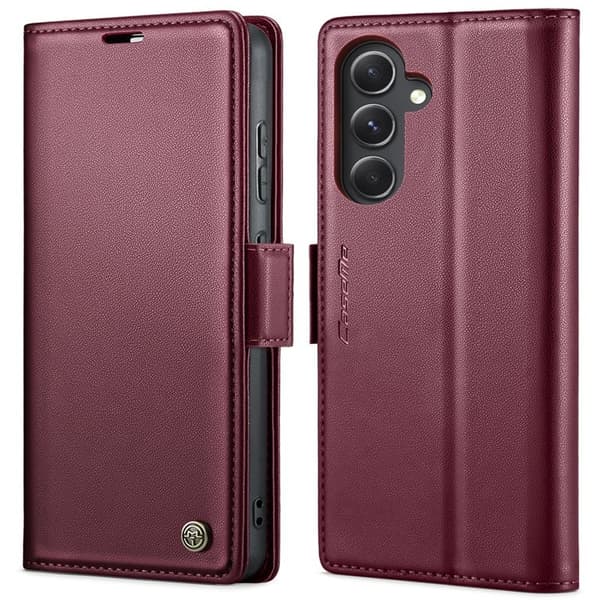 CASEME Plånboksfodral Konstläder för Samsung Galaxy S23 FE - Röd