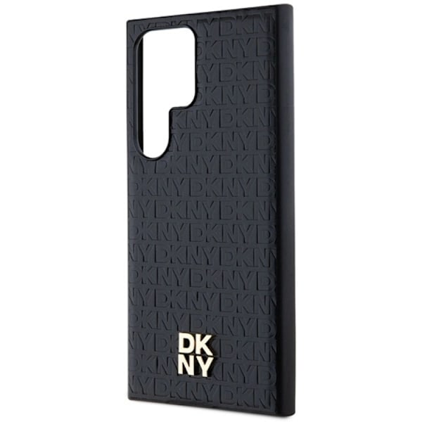 DKNY Galaxy S24 Ultra Mobilskal Magsafe Läder Pattern Metal Logo Svart