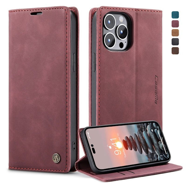 CASEME 013 Flip Plånboksfodral iPhone 14 Pro Max Röd