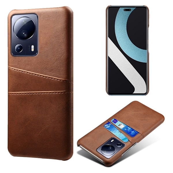 Xiaomi 13 Lite Mobilskal Korthållare PU-Läder - Brun