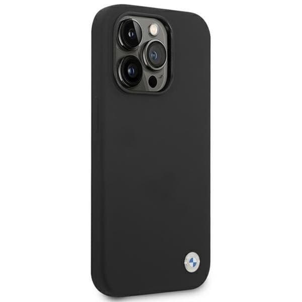 BMW iPhone 14 Pro Max Skal Silikon Metal Logo - Sort Black