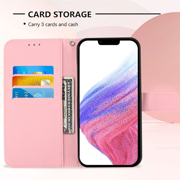 iPhone 17 Pro Plånboksfodral Printing Pattern Med Strap Rosa
