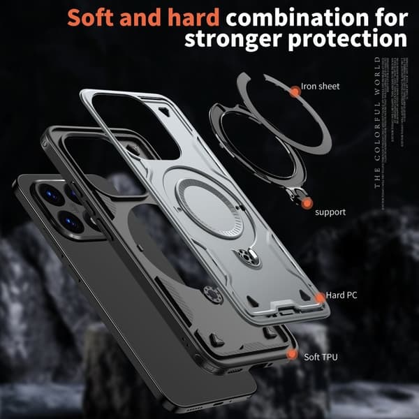 Mobilskal till Xiaomi 15T Militärskydd Plast Kickstand - Grå