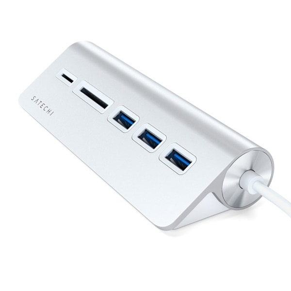 Satechi USB-C Aluminum USB-hub & Minneskortläsare - Grå grå