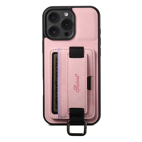 SUTENI Mobilskal till iPhone 16 Pro Max Litchi Texture - Rosa Rosa