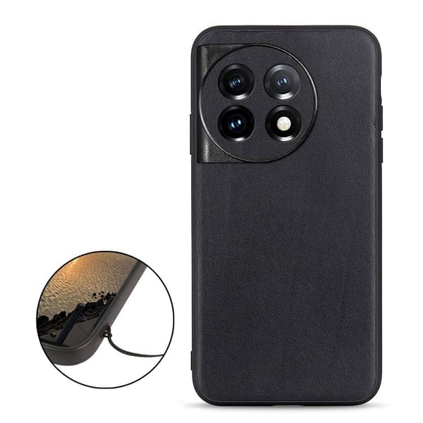 OnePlus 11 Mobilcover Ægte Læder Coated TPU - Orange Orange